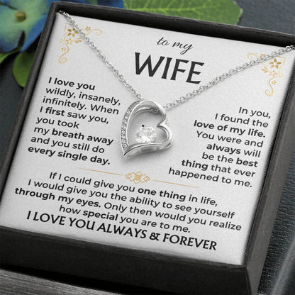 To My Wife Necklace - Perfect Romantic Surprise from Husband for Anniversary, Birthday & Valentine’s Day - Forever Love Necklace