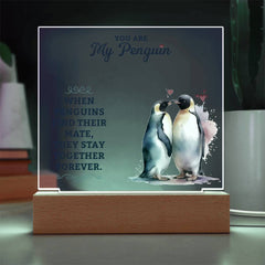 Penguin Acrylic Lamp, Romantic Gift For Girlfriend, Anniversary Gift, Cute Couple Keepsake, Love Gift For Her, You Are My Penguin