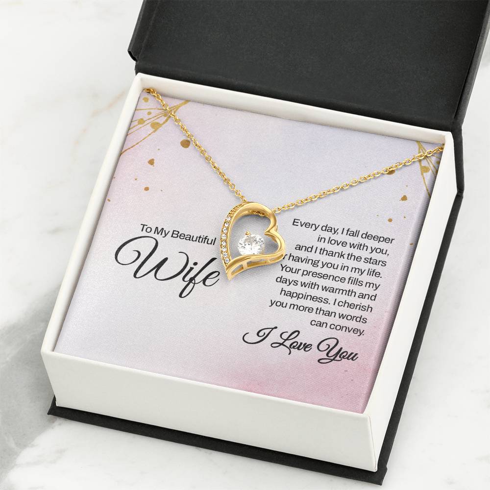 To My Beautiful Wife Necklace - Meaningful Romantic Gift for Wife from Husband for Valentine’s Day & Forever Love - Forever Love Necklace