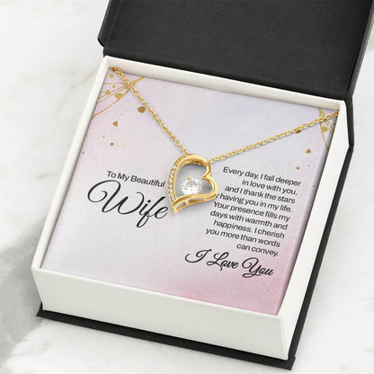 To My Beautiful Wife Necklace - Meaningful Romantic Gift for Wife from Husband for Valentine’s Day & Forever Love - Forever Love Necklace