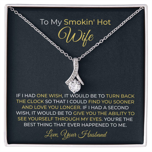 To My Smokin' Hot Wife Necklace - Sentimental Birthday Gift from Husband, Romantic Jewelry for Valentine’s Day & Holidays - Alluring Beauty Necklace