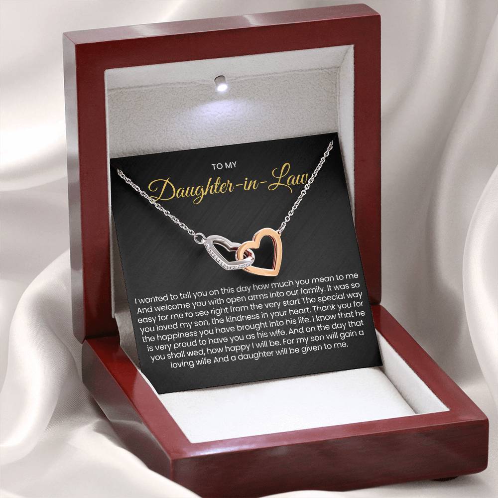 To My Daughter In Law - Interlocking Hearts Necklace - Gift for Daughter in Law