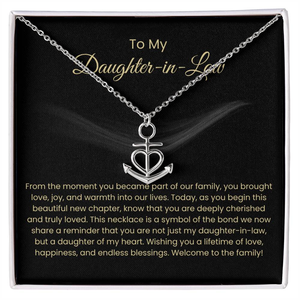 To My Daughter In Law - Anchor Pendant Necklace - Gift for Bonus Daughter