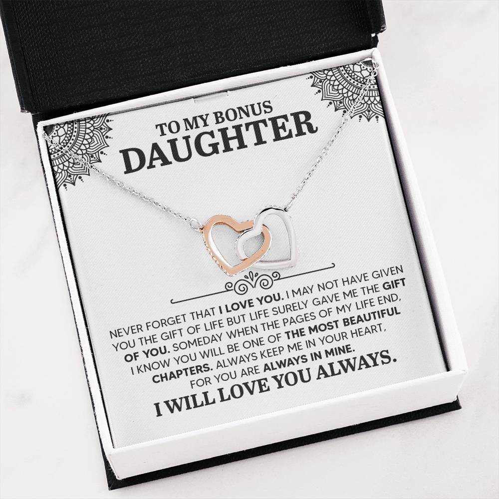 To My Daughter Necklace – Gift for Daughter’s Birthday and Graduation – Interlocking Hearts Necklace