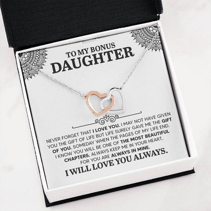 To My Daughter Necklace – Gift for Daughter’s Birthday and Graduation – Interlocking Hearts Necklace