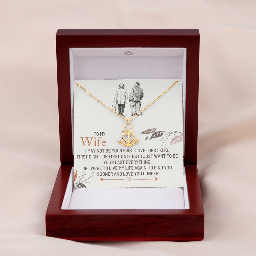 To My Wife Necklace - Romantic Everyday Jewelry Gift from Husband for Birthday, Valentine’s Day & Just Because - Anchor Pendant Necklace