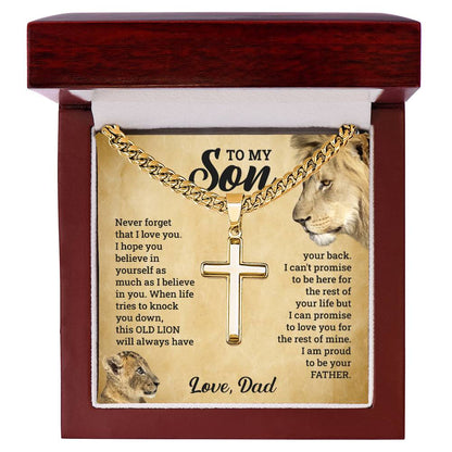 To My Son - Gift for Son from Dad - I can promise to love you for the rest of mine - Artisan Cross with Cuban Link Chain