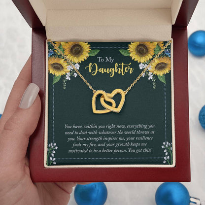 To My Daughter Necklace – Holiday Gift for Daughter Graduation – Interlocking Hearts Necklace