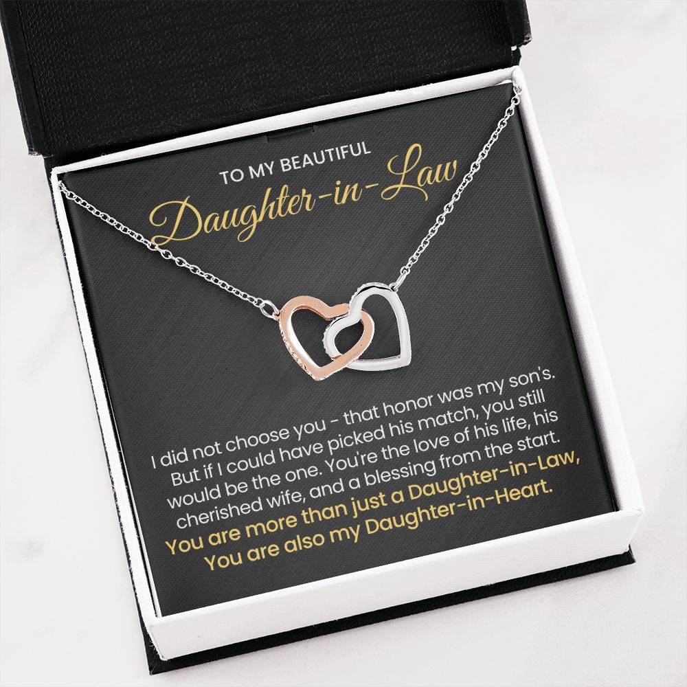 To My Daughter In Law - You are also my Daughter in heart - Interlocking Hearts Necklace