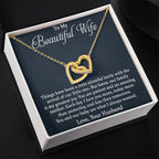 To My Wife Necklace - Romantic Christmas Gift from Husband with Love for Valentine’s Day & Anniversaries - Interlocking Hearts Necklace