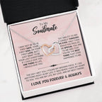 To My Soulmate Necklace - Unique Soulmate Gift for Her for Birthdays & Surprise Moments - Interlocking Hearts Necklace