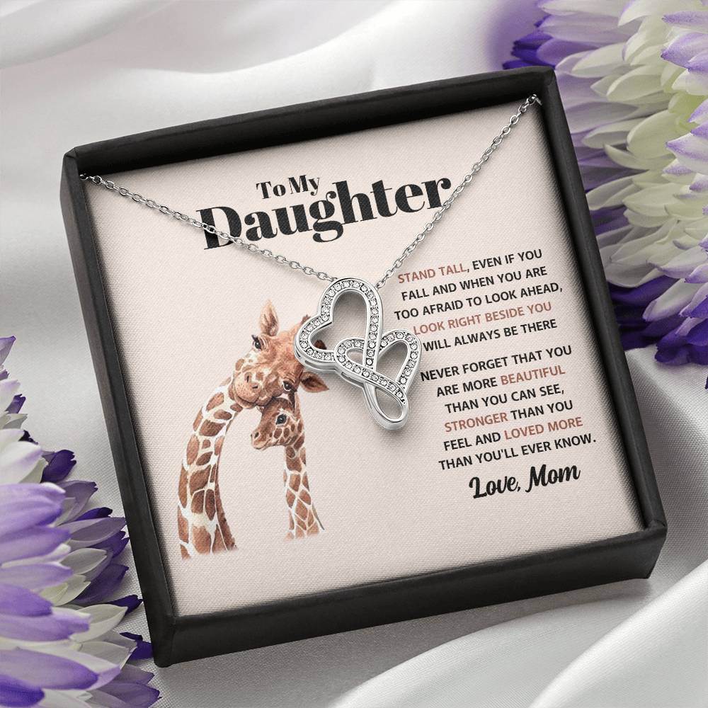 To My Daughter Necklace - Stand Tall - Mom to Daughter Gift - Heart-to-heart Pendant Necklace
