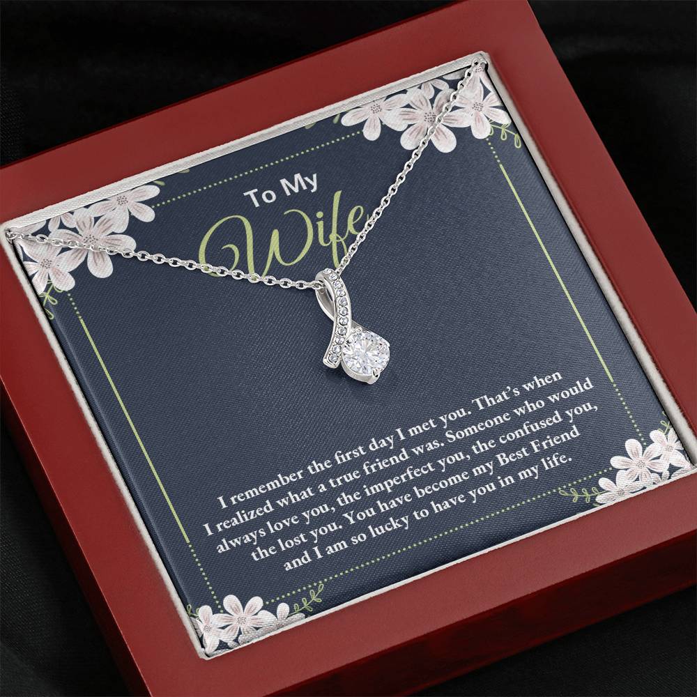 To My Wife Necklace - Special Love Jewelry for Wife from Husband for Birthday, Anniversary & Valentine’s Day - Alluring Beauty Necklace