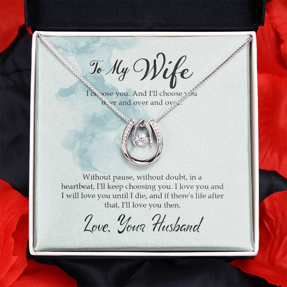 Emotional Wife Gift - Loving Jewelry from Husband for Birthday, Valentine’s Day & Anniversary - Lucky In Love Necklace
