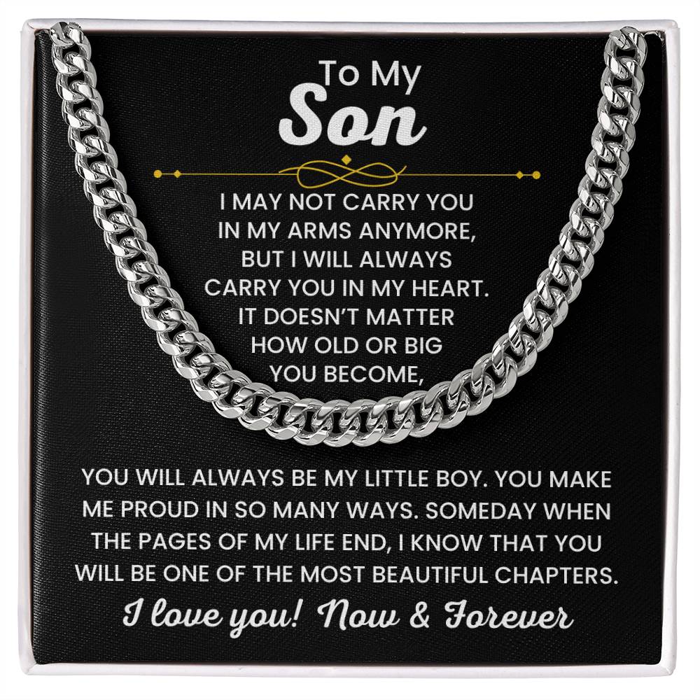 To My Son, Cuban Link Chain Necklace for Son, Birthday Gift, Stylish Teen & Young Men Accessory,