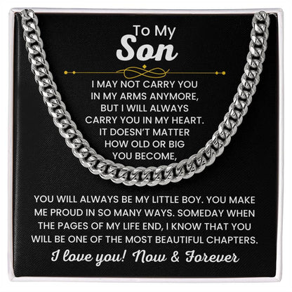 To My Son, Cuban Link Chain Necklace for Son, Birthday Gift, Stylish Teen & Young Men Accessory,