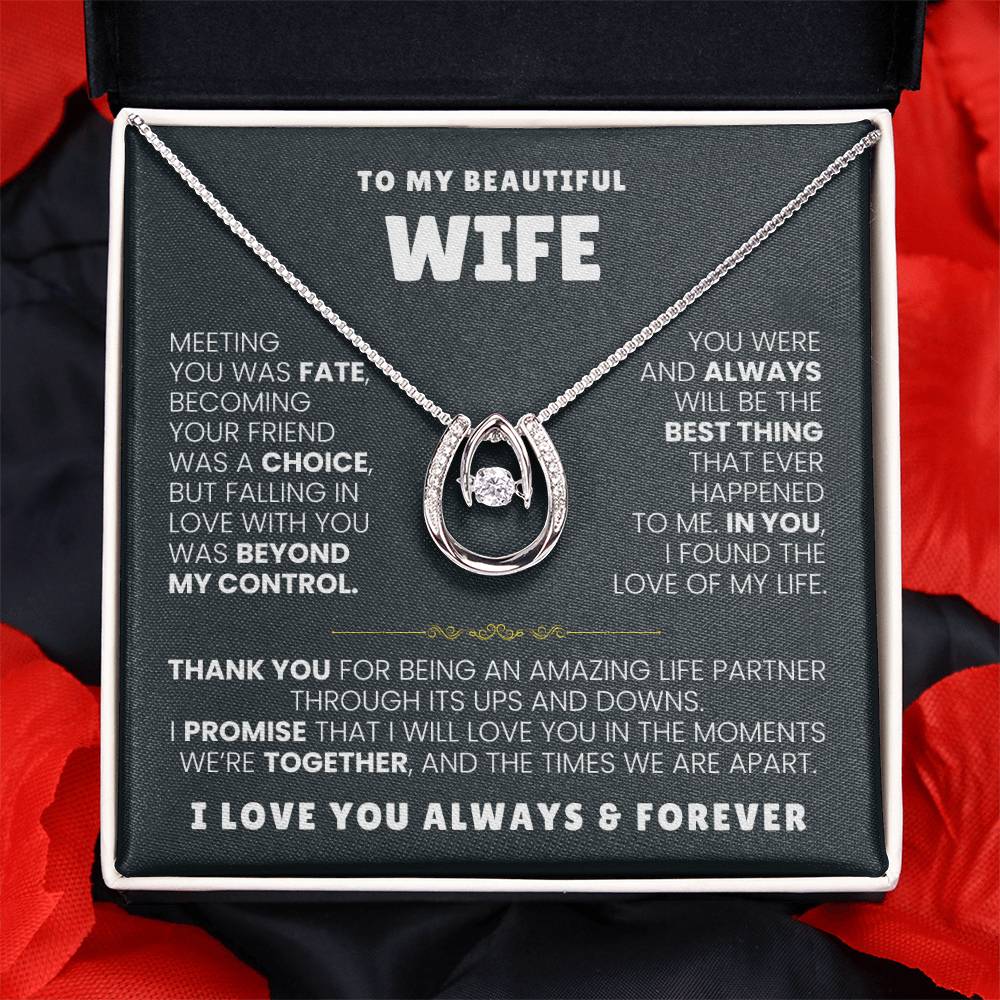 To My Beautiful Wife Necklace - Romantic Husband to Wife Jewelry for Birthday, Valentine’s Day & Special Celebrations - Lucky In Love Necklace