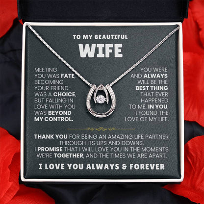 To My Beautiful Wife Necklace - Romantic Husband to Wife Jewelry for Birthday, Valentine’s Day & Special Celebrations - Lucky In Love Necklace
