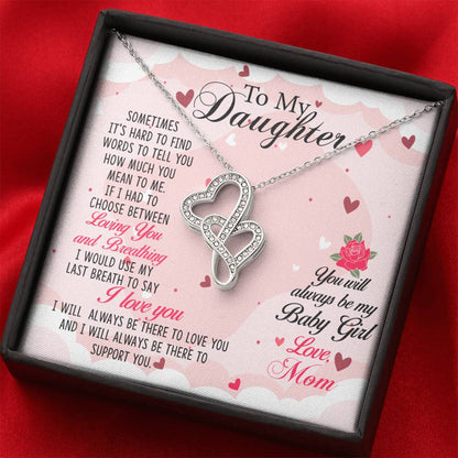 To My Daughter Necklace - Sentimental Birthday Gift from Mom - Heart-to-heart Pendant Necklace