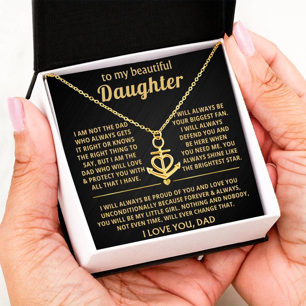 To My Daughter Necklace - Holiday Gift for Daughter from Dad - Anchor Pendant Necklace