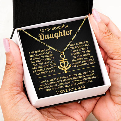 To My Daughter Necklace - Holiday Gift for Daughter from Dad - Anchor Pendant Necklace