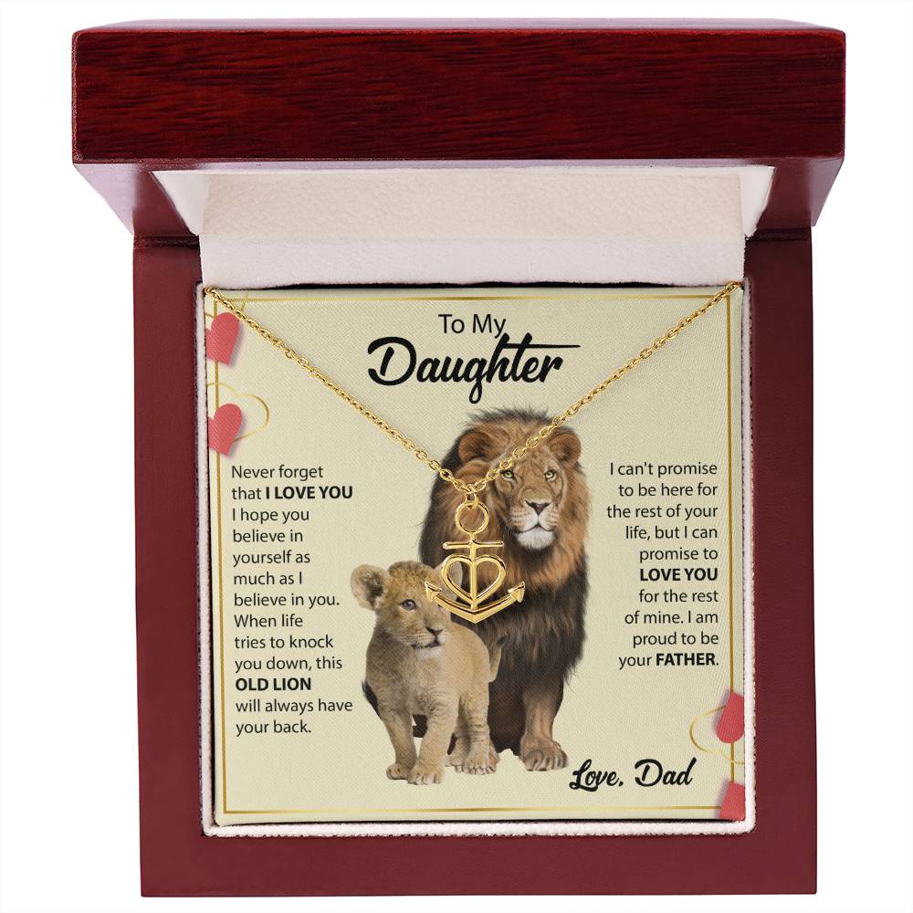 To My Daughter Necklace - Beautiful Daughter Jewelry for Birthday & Proud Dad Moments - Anchor Pendant Necklace