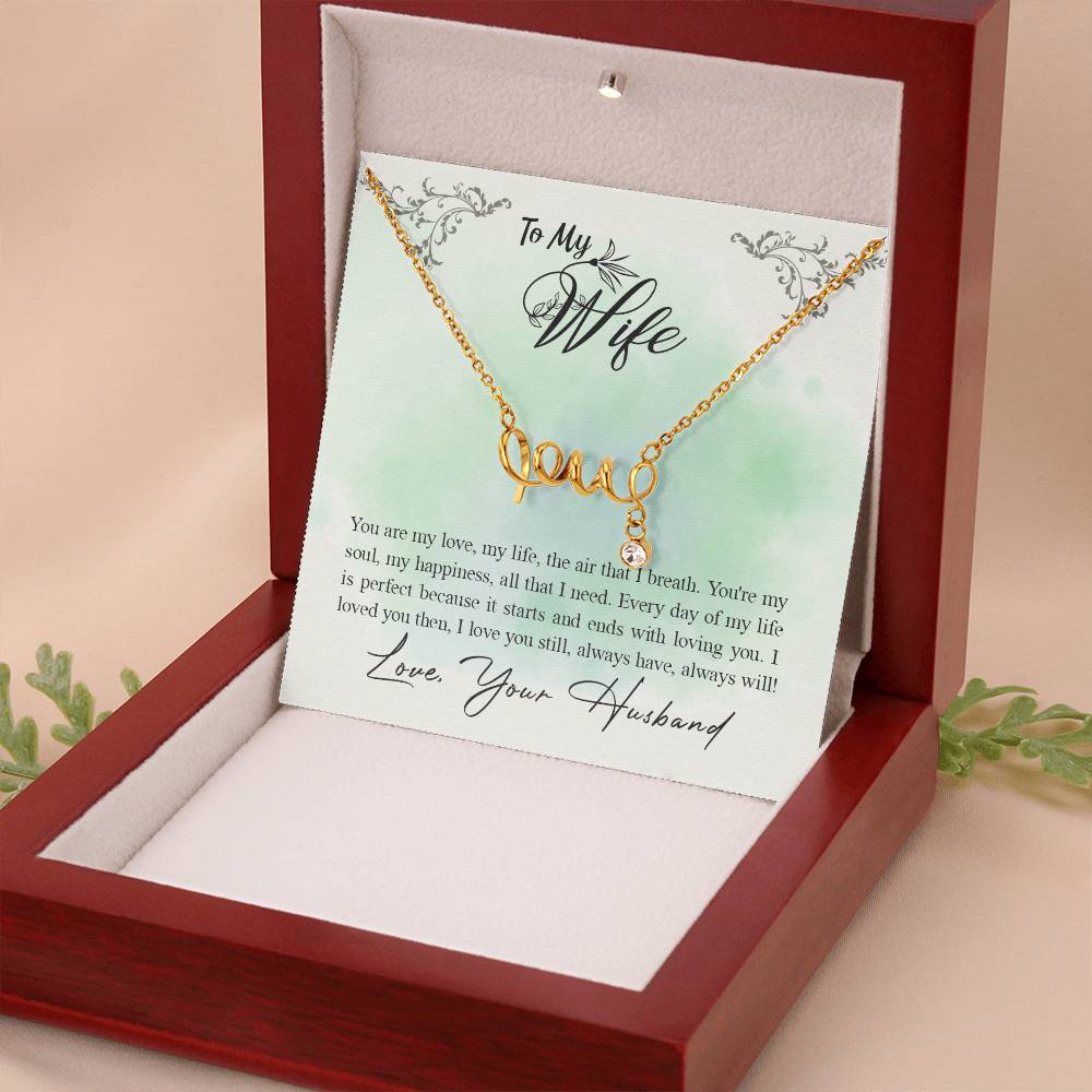 Holiday Gift for Wife - Romantic Jewelry from Husband for Christmas & Valentine’s Day - Scripted Love Necklace
