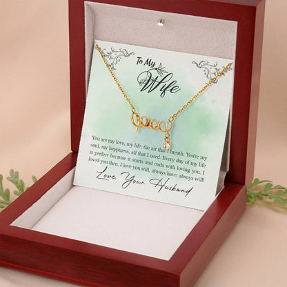 Holiday Gift for Wife - Romantic Jewelry from Husband for Christmas & Valentine’s Day - Scripted Love Necklace