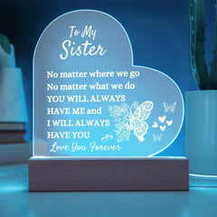 Big Sister Heart Lamp, Custom LED Night Light, Thoughtful Sister Gift, Forever Love Keepsake, To My Sister