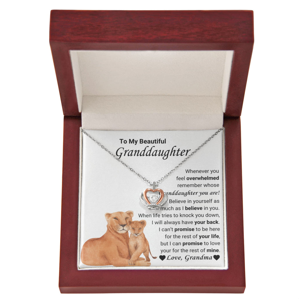 To My Granddaughter Necklace – Grandma Gift for Granddaughter Birthday Graduation – Crown Pendant Necklace