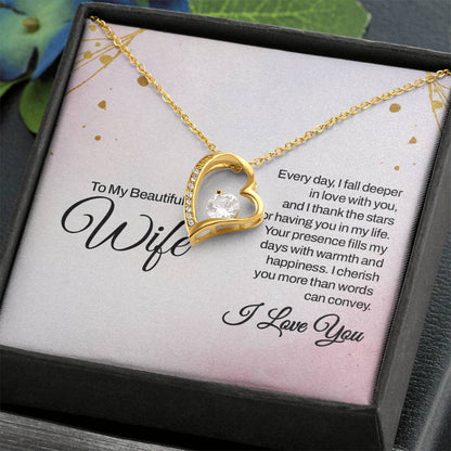 To My Beautiful Wife Necklace - Meaningful Romantic Gift for Wife from Husband for Valentine’s Day & Forever Love - Forever Love Necklace