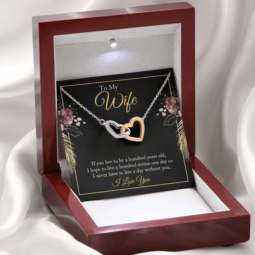 To My Wife Necklace - Best Loving Jewelry Gift for Valentine’s Day, Anniversaries & Romantic Surprises - Interlocking Hearts Necklace