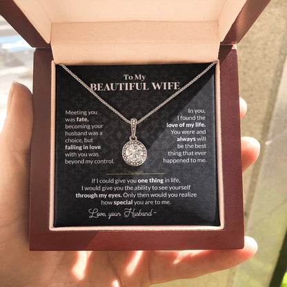 To My Beautiful Wife Necklace - Meaningful Romantic Gift for Wife from Husband for Valentine’s Day & Forever Love - Eternal Hope Necklace