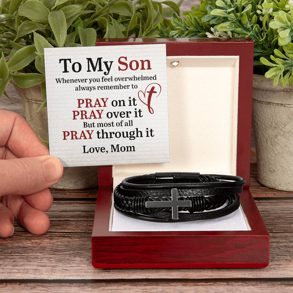 Gift for Son from Mother – Graduation, Christmas – Men’s Cross Bracelet