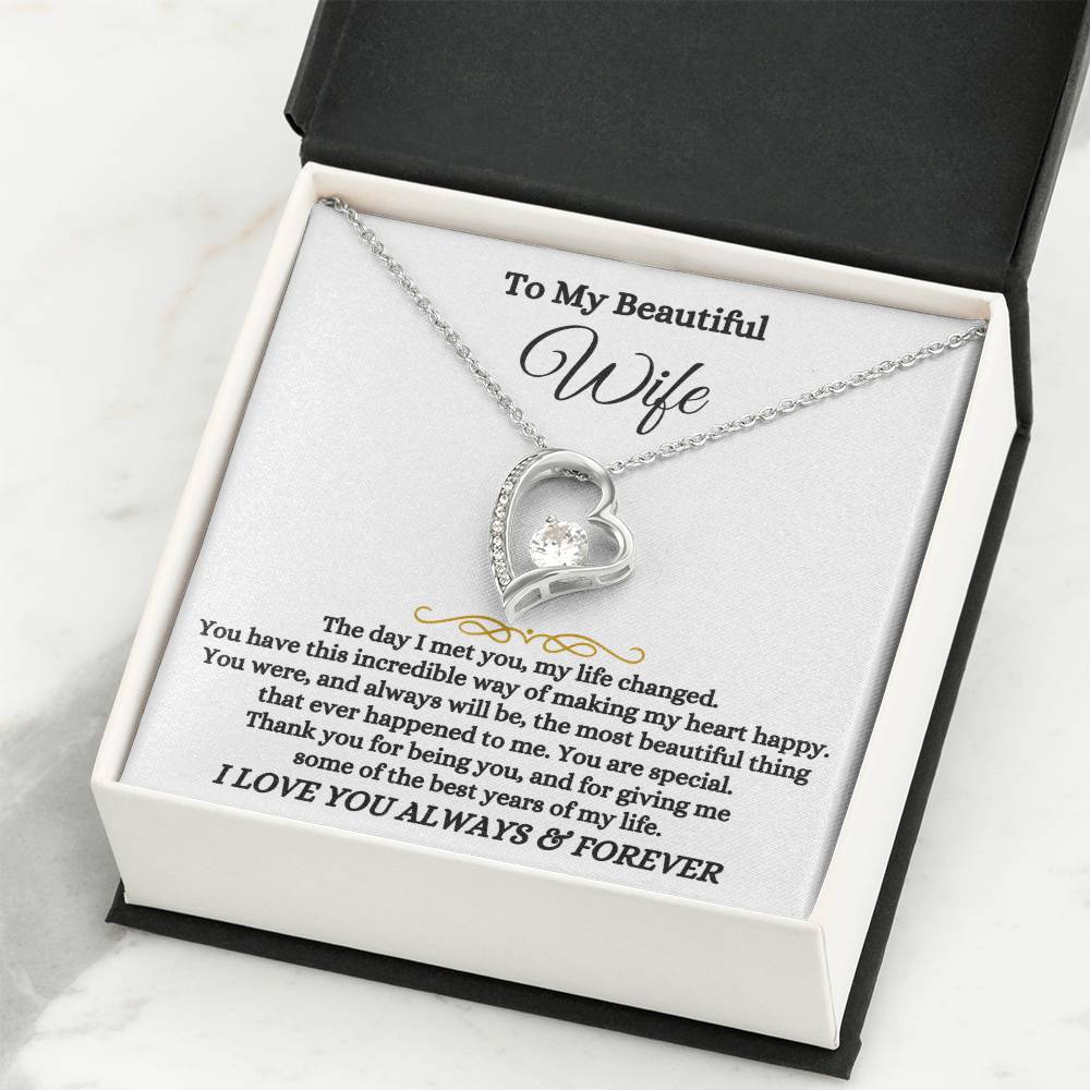 Meaningful Wife Jewelry from Husband - Romantic Gift for Birthday, Christmas, Anniversary & Valentine’s Day - Forever Love Necklace
