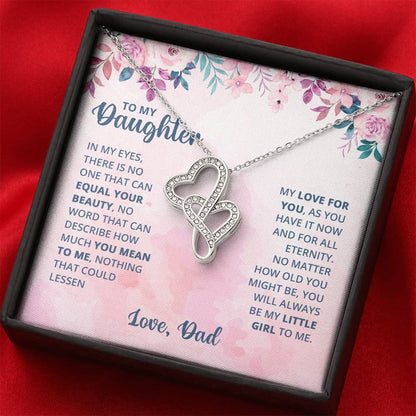 To My Daughter Necklace - Heartwarming Gift from Dad for Daughter’s Birthday & Meaningful Achievements - Heart-to-heart Pendant Necklace