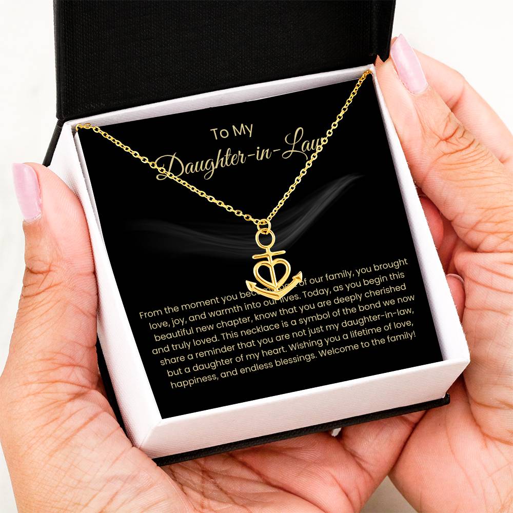 To My Daughter In Law - Anchor Pendant Necklace - Gift for Bonus Daughter