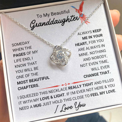 To My Granddaughter Necklace – Birthday Graduation Keepsake for Granddaughter – Love Knot Necklace