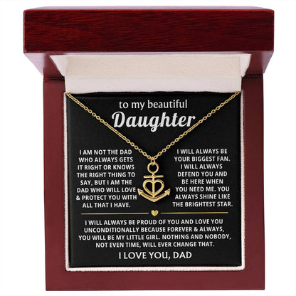 To My Daughter Necklace - Best Gift for Daughter from Dad - Anchor Pendant Necklace