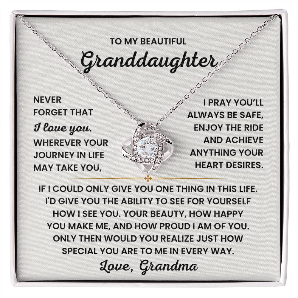 To My Granddaughter Necklace – Graduation & Birthday Gift from Grandma – Love Knot Necklace