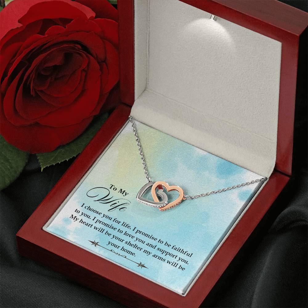 To My Beautiful Wife Necklace - Romantic Husband to Wife Jewelry for Birthday, Valentine’s Day & Special Celebrations - Interlocking Hearts Necklace