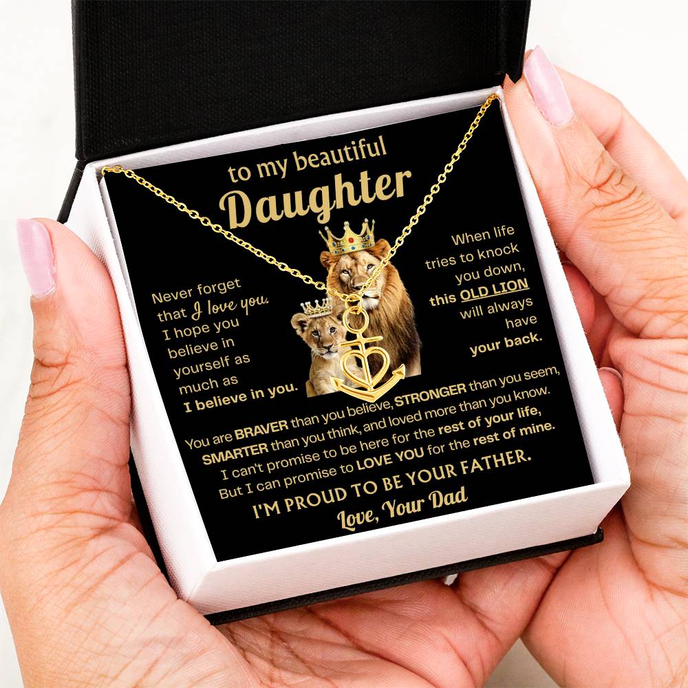 To My Daughter Necklace - Proud Dad to Daughter Jewelry for Birthday, Graduation & Special Celebrations - Anchor Pendant Necklace