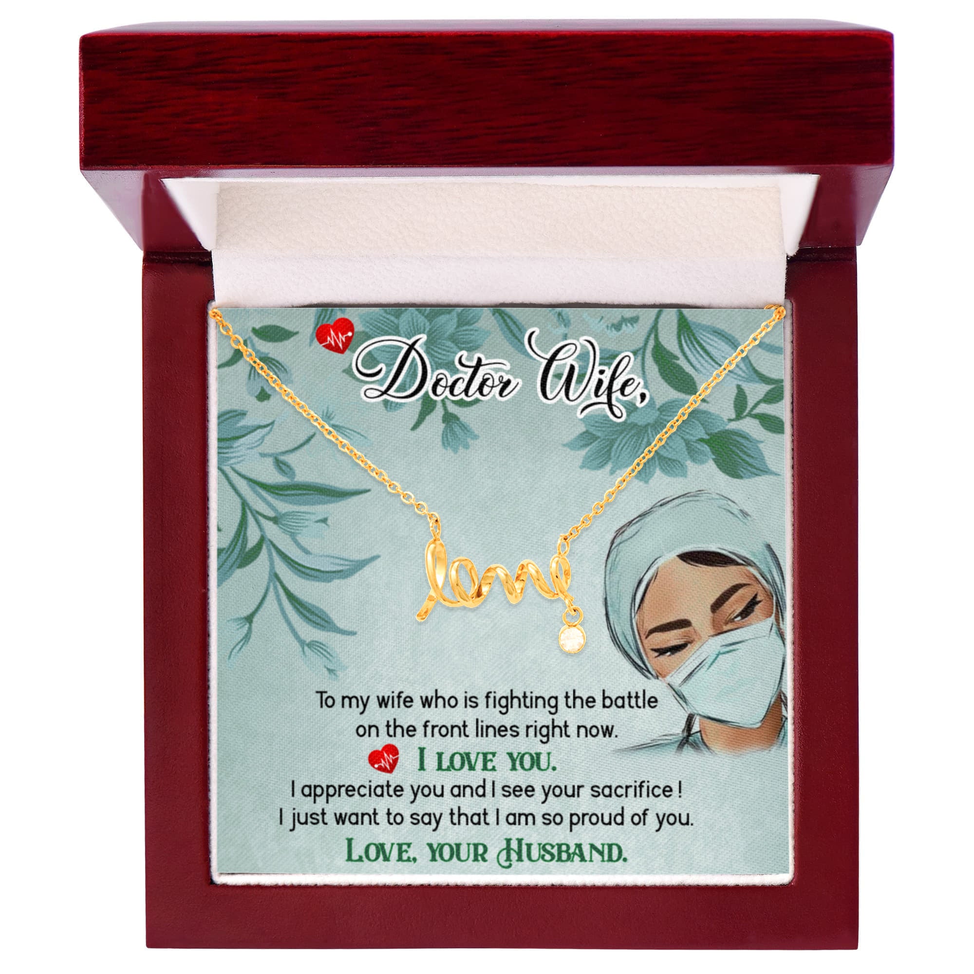 To My Doctor Wife Gift from Husband - Scripted Love Necklace