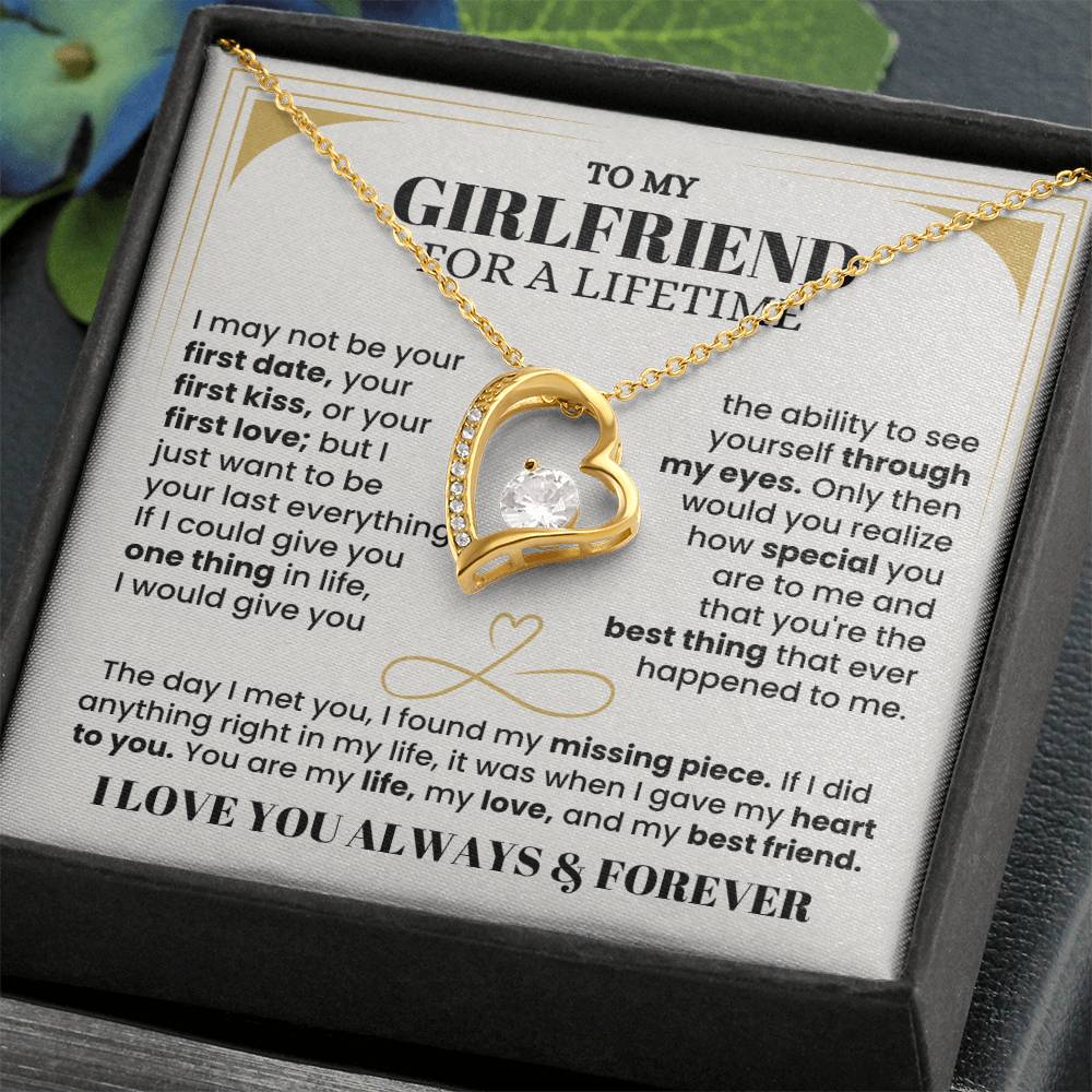 To My Girlfriend Necklace - Long Lasting Romantic Gift for Birthday, Sweet Surprises & Just Because Love - Forever Love Necklace
