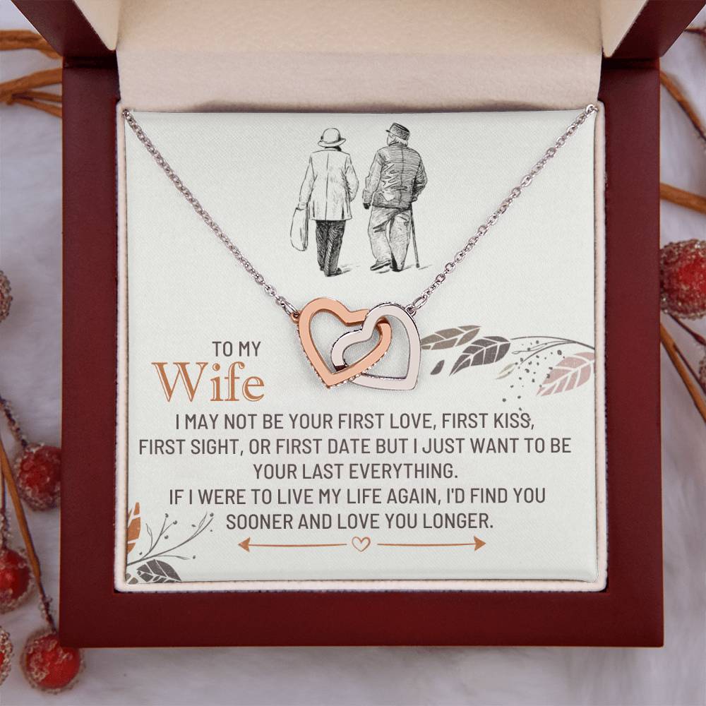 To My Wife Necklace - Special Jewelry Gift from Husband for Birthday, Christmas & Valentine’s Day - Interlocking Hearts Necklace