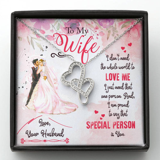 Unique Gift for Wife - Loving Jewelry from Husband for Birthday, Valentine’s Day & Holidays - Heart-to-heart Pendant Necklace