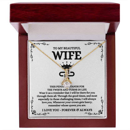To My Beautiful Wife Necklace - Best Loving Jewelry Gift for Valentine’s Day, Anniversaries & Romantic Surprises - Alluring Beauty Necklace