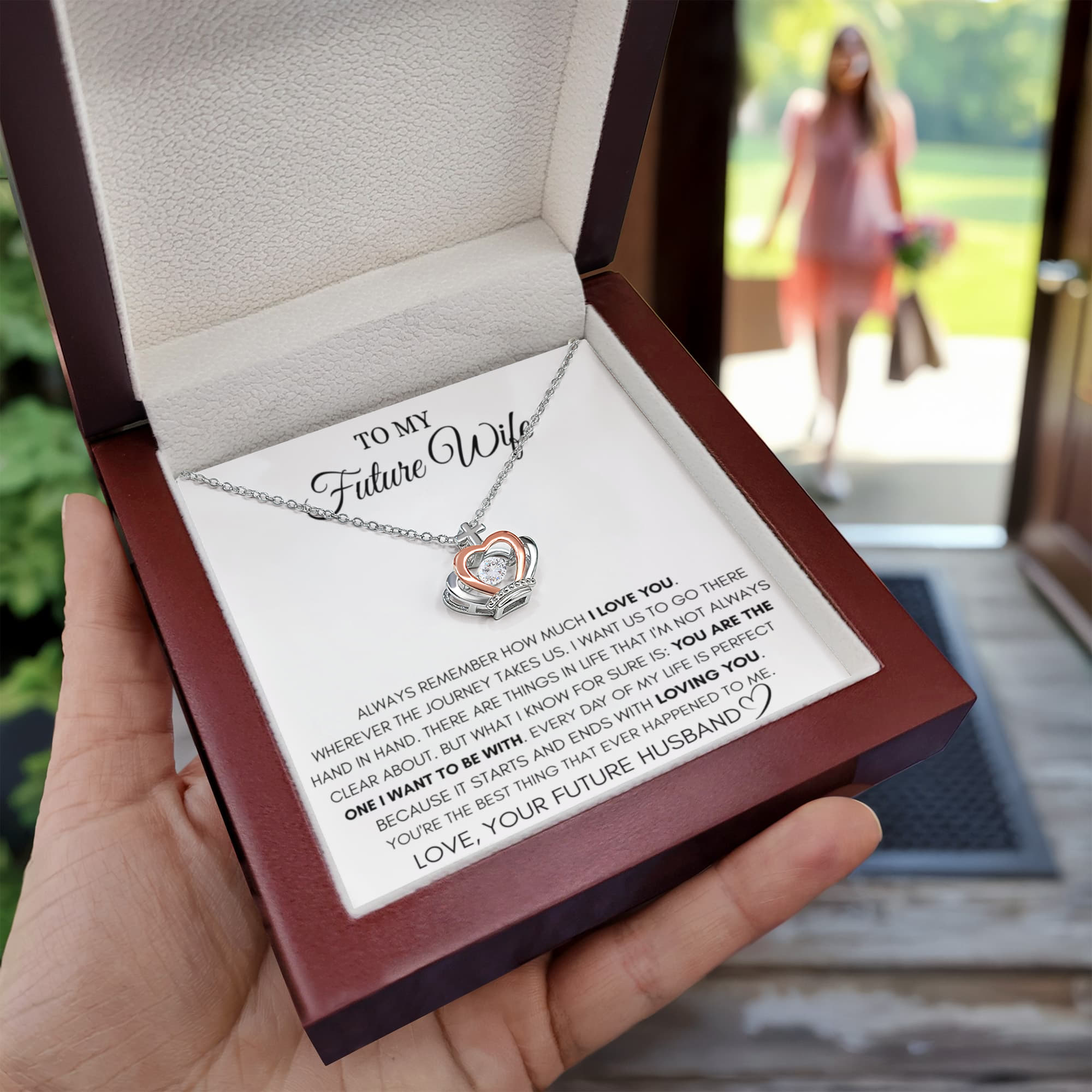 To My Future Wife Necklace - Best Romantic Jewelry Gift for Special Occasions & Love Appreciation - Crown Pendant Necklace