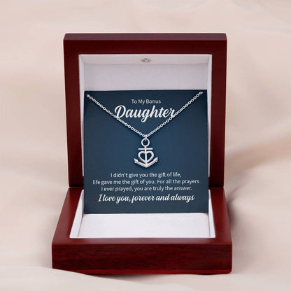 To My Bonus Daughter Necklace – Perfect Daughter Gift for Graduation & Birthday – Anchor Pendant Necklace