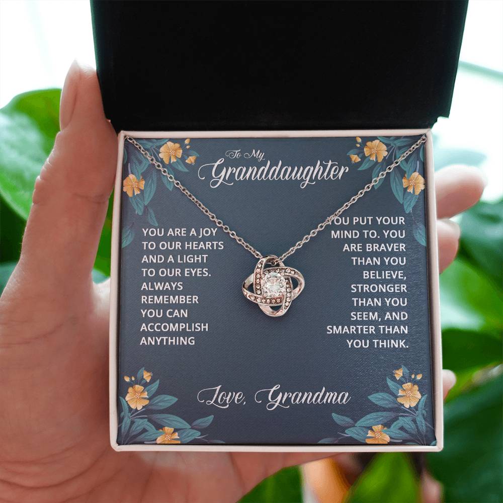 To My Granddaughter Necklace – Popular Valentine, Birthday Gift from Grandma – Love Knot Necklace